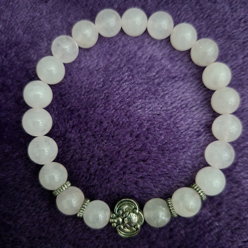 Rose Quartz Bracelet With Charm And Beeded Detail - New